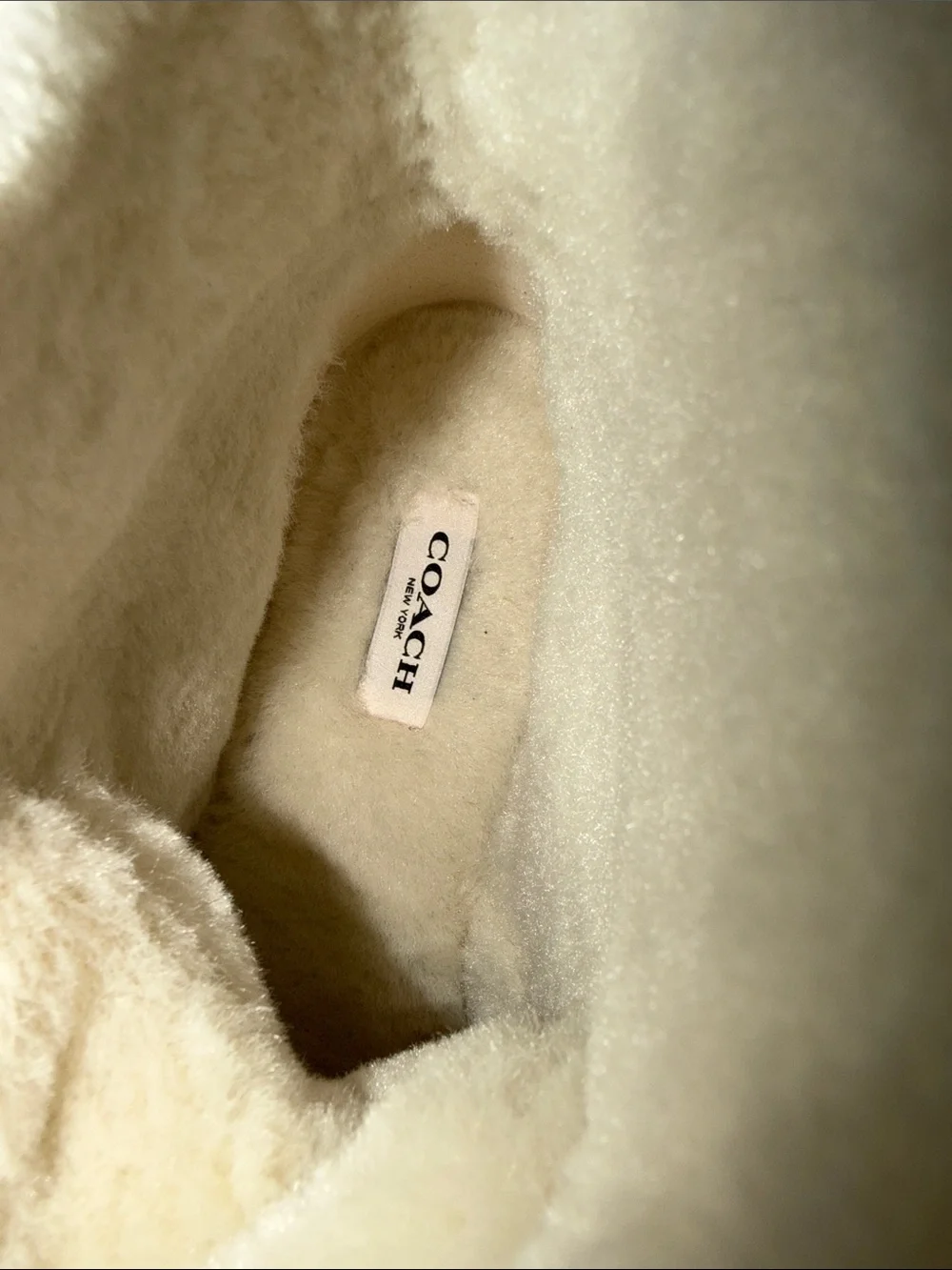 Coach Brown Leather Lace-Up Winter Boots with Cream Faux-Fur Trim
